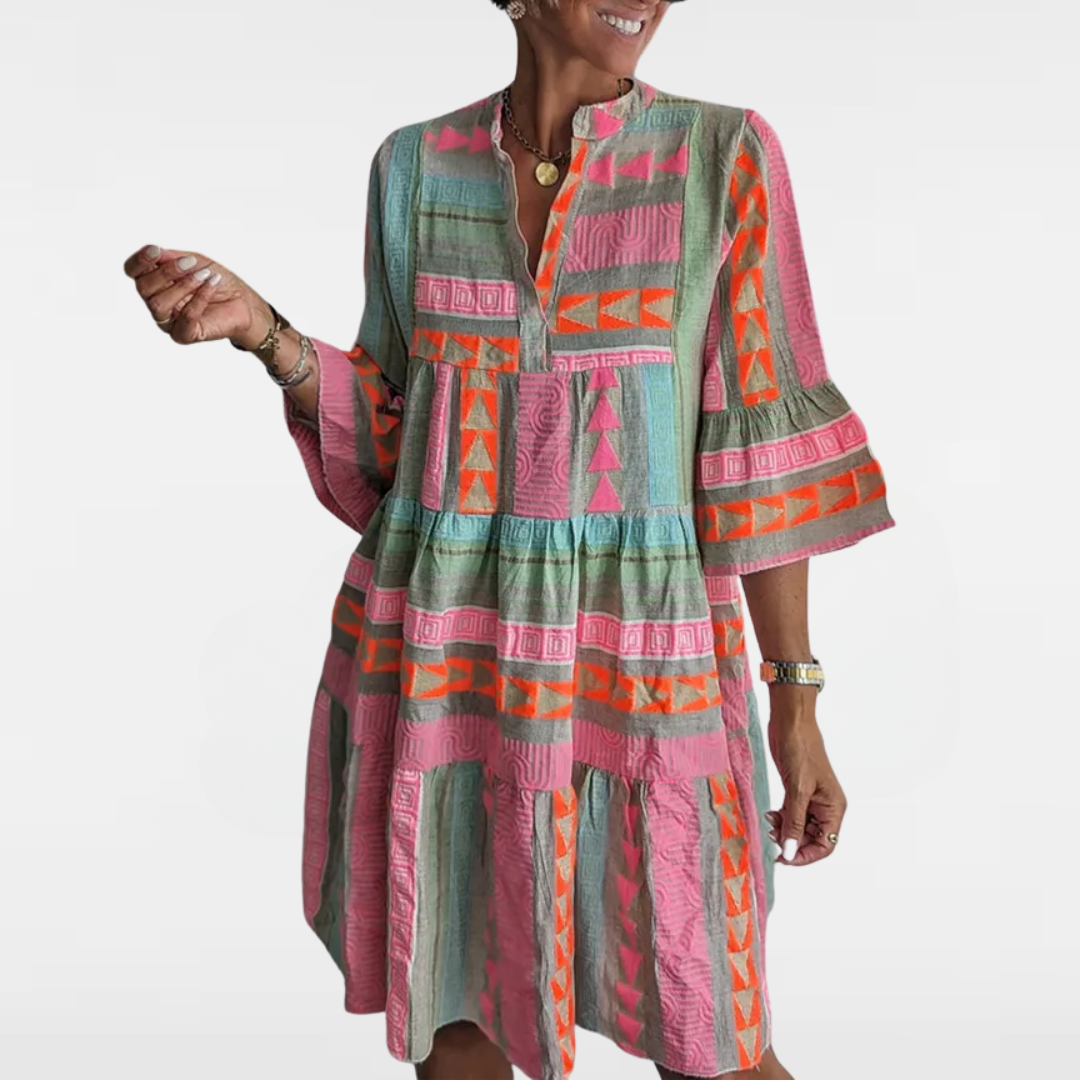 ANDREA | ELEGANT FLARE-SLEEVED DRESS