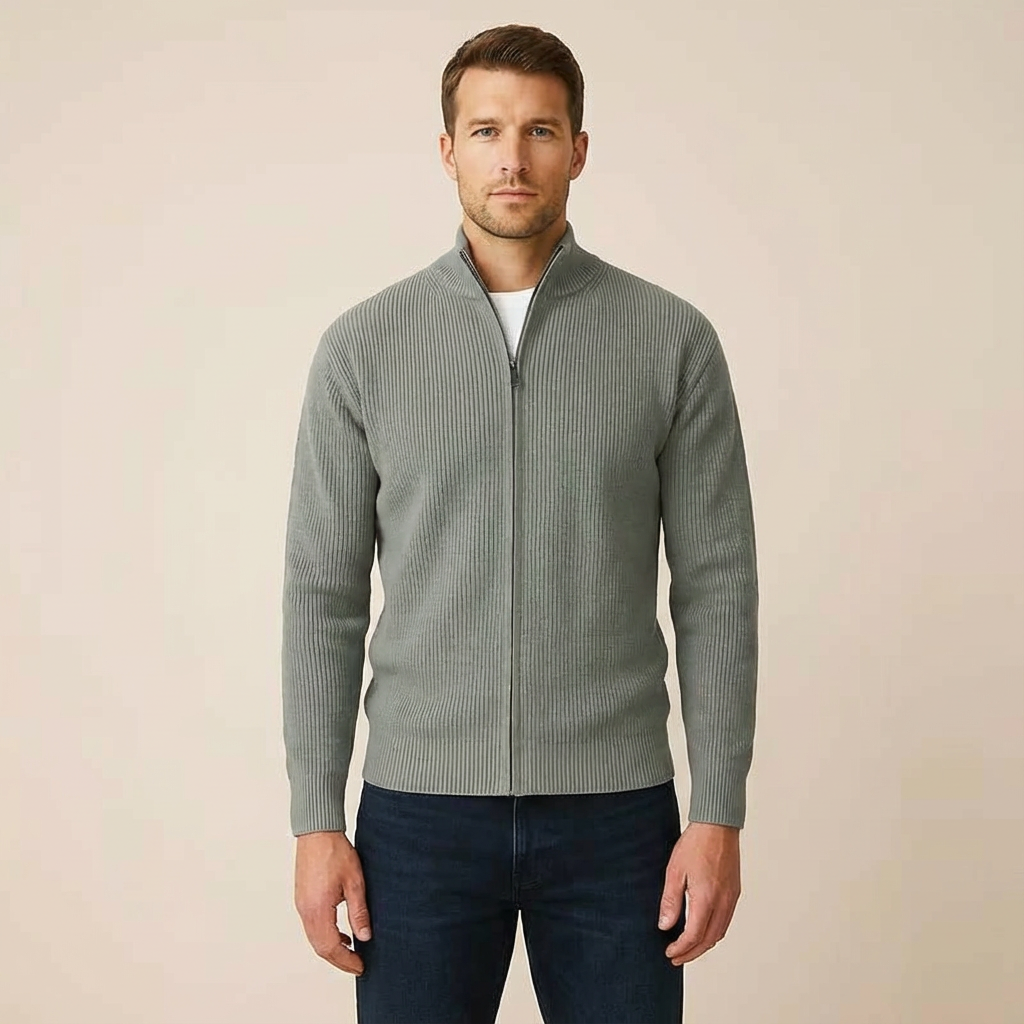 Elliot | Classic Ribbed Full-Zip Sweater