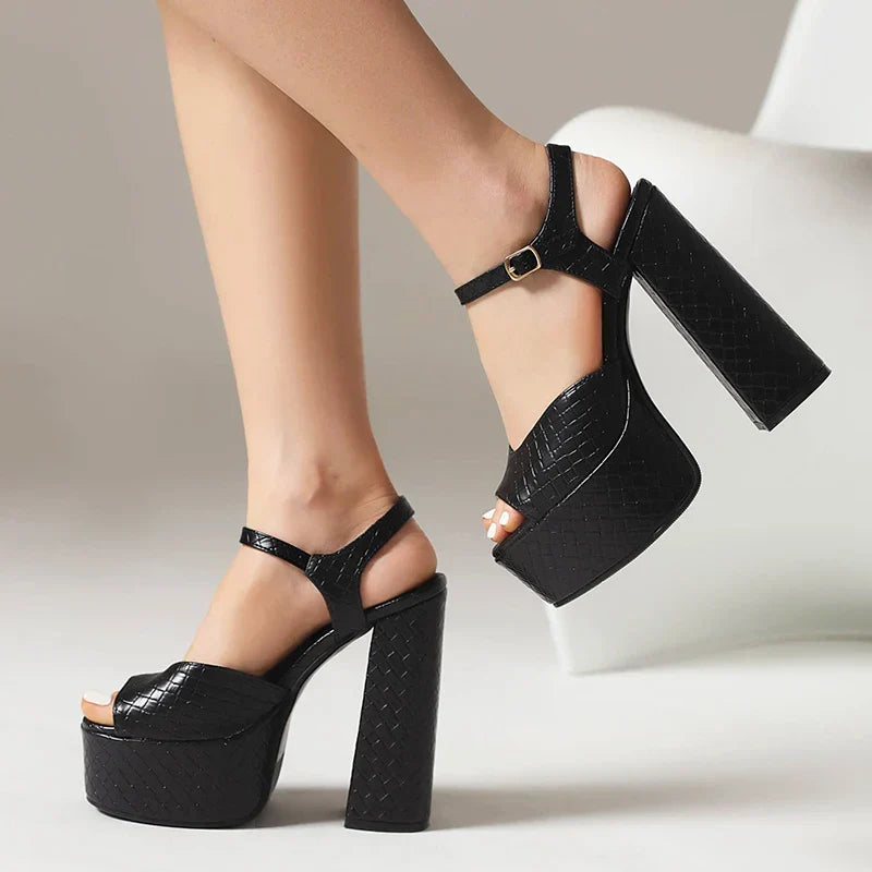 Aria Buckle Vegan Leather Heels