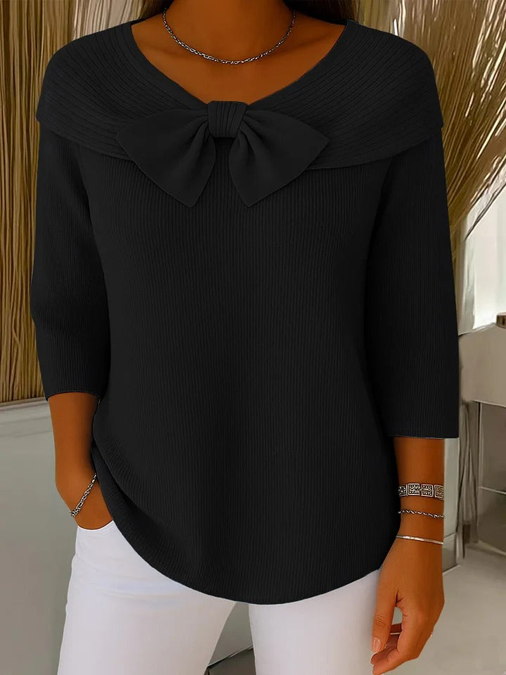 Serenna β Women's Sweater with Bow and Round Neckline