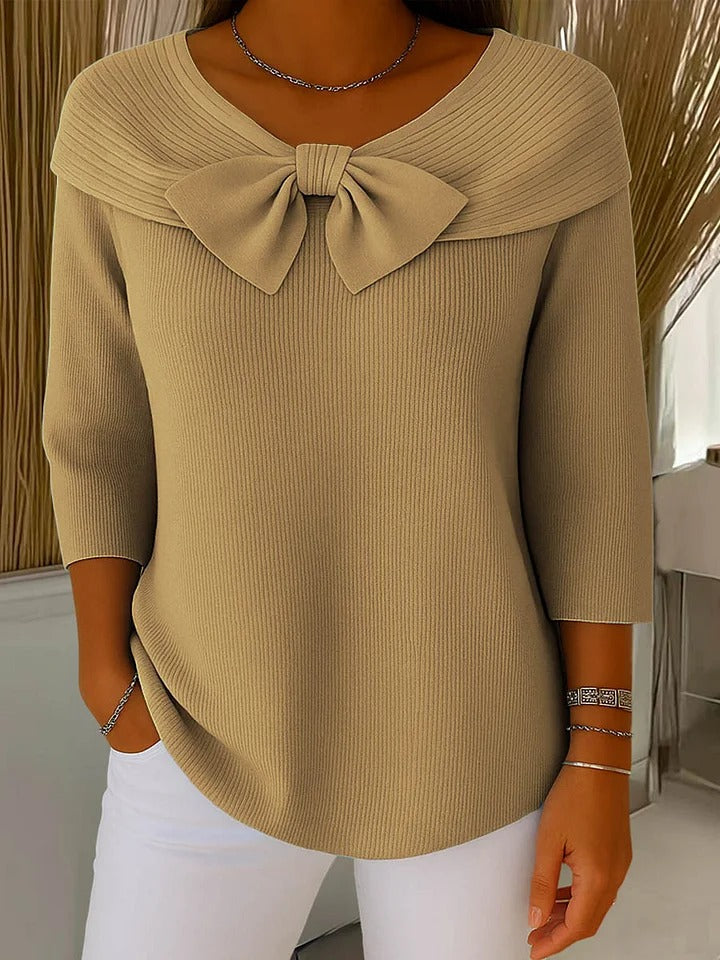 Serenna β Women's Sweater with Bow and Round Neckline