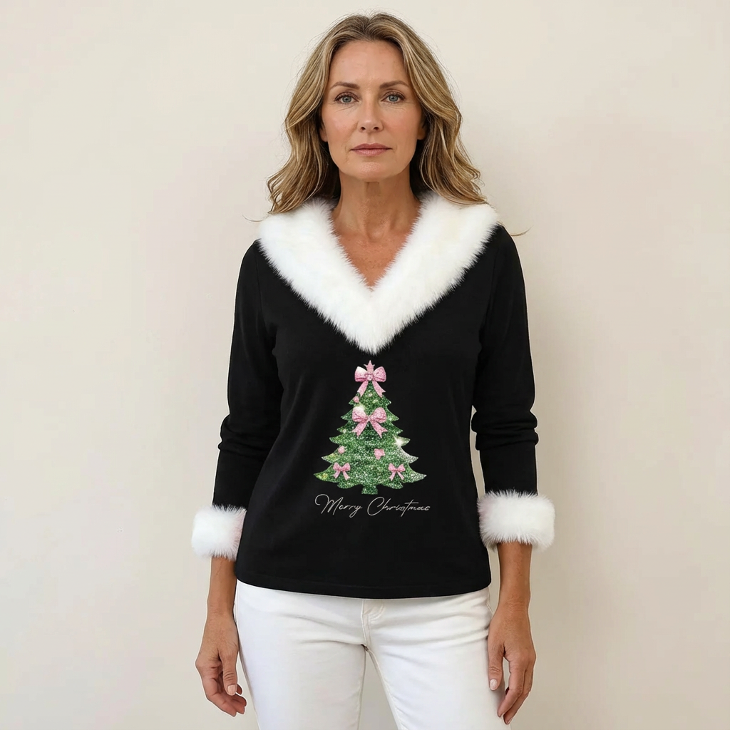Janika - Warm Christmas V-Neck Sweater