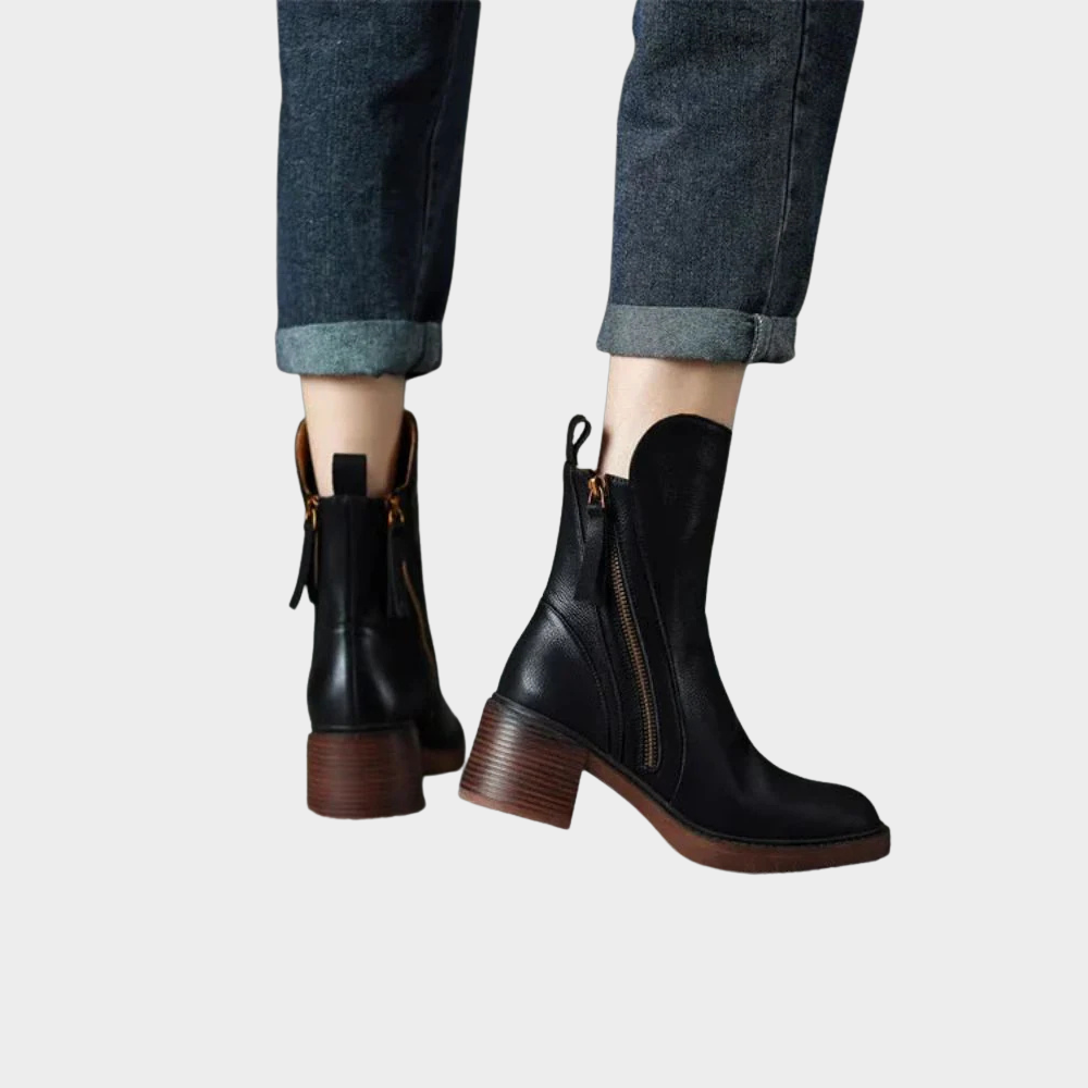 Gabriella | Comfortable Leather Ankle Heeled Boots