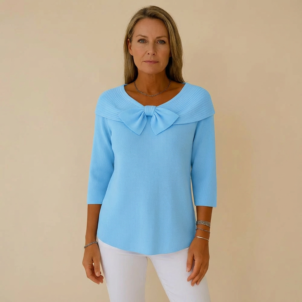 Serenna – Women's Sweater with Bow and Round Neckline
