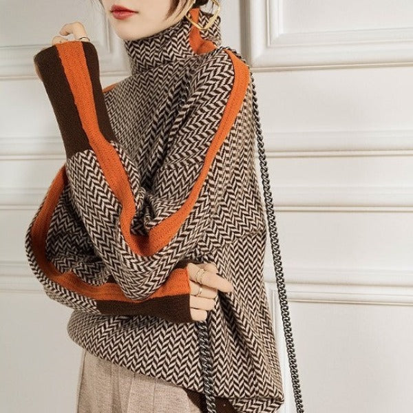 Valenne| Turtleneck with striking contrasting stripes